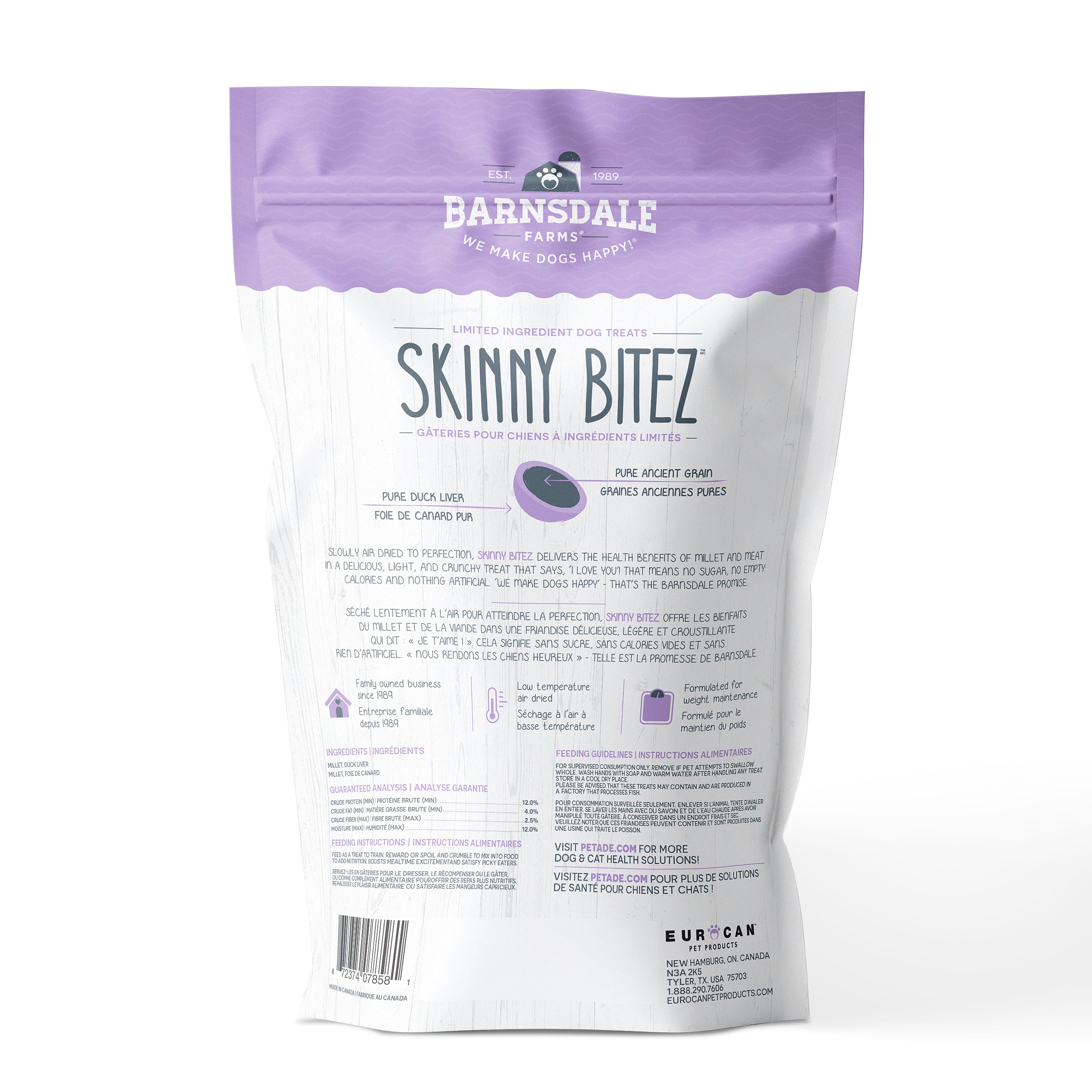 Barnsdale Farms Duck Skinny Bitez Dog Treats, 650 gr., Made in Canada
