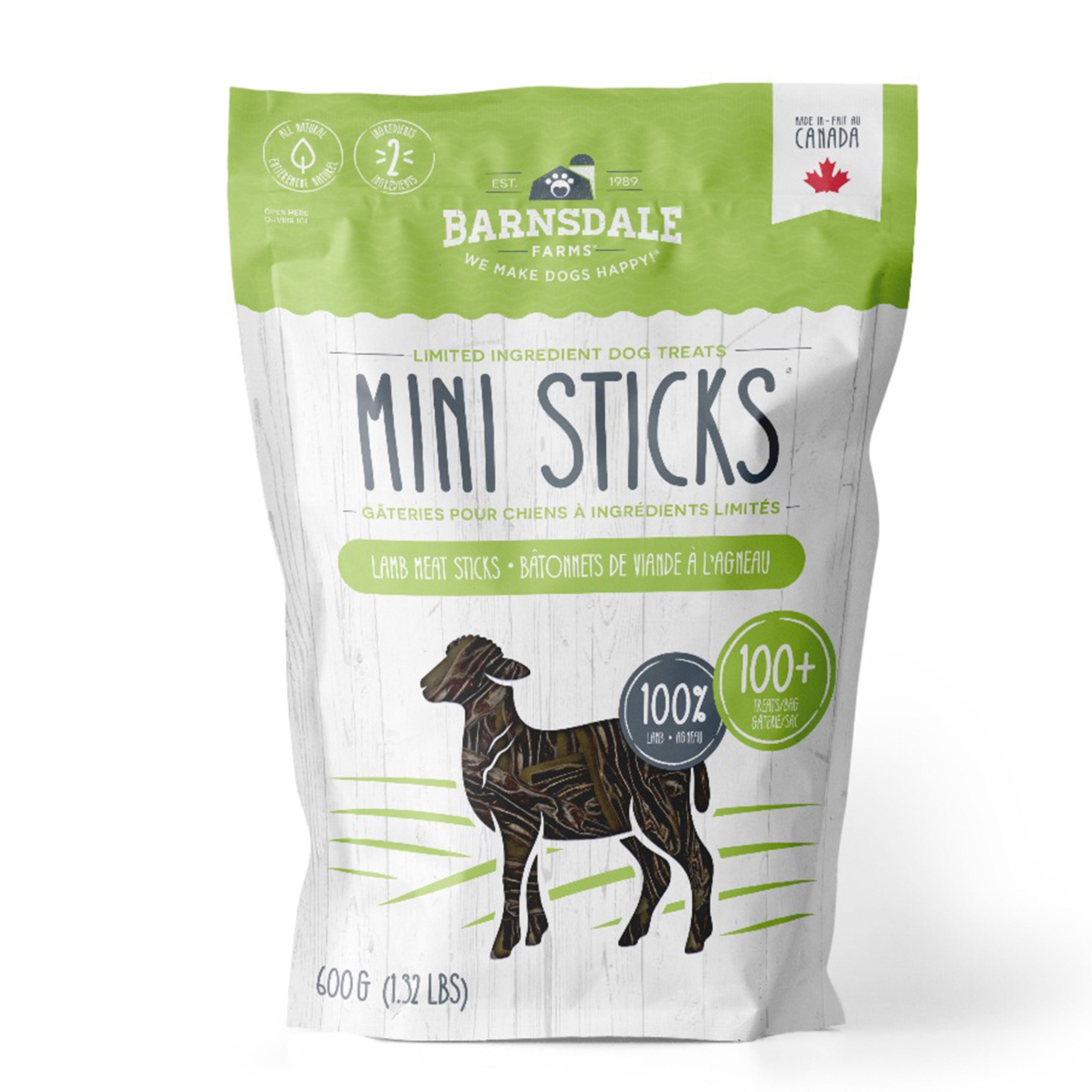 Barnsdale Farms Lamb Jerky Mini Sticks Dog Treats, 600 gr., Made in Canada