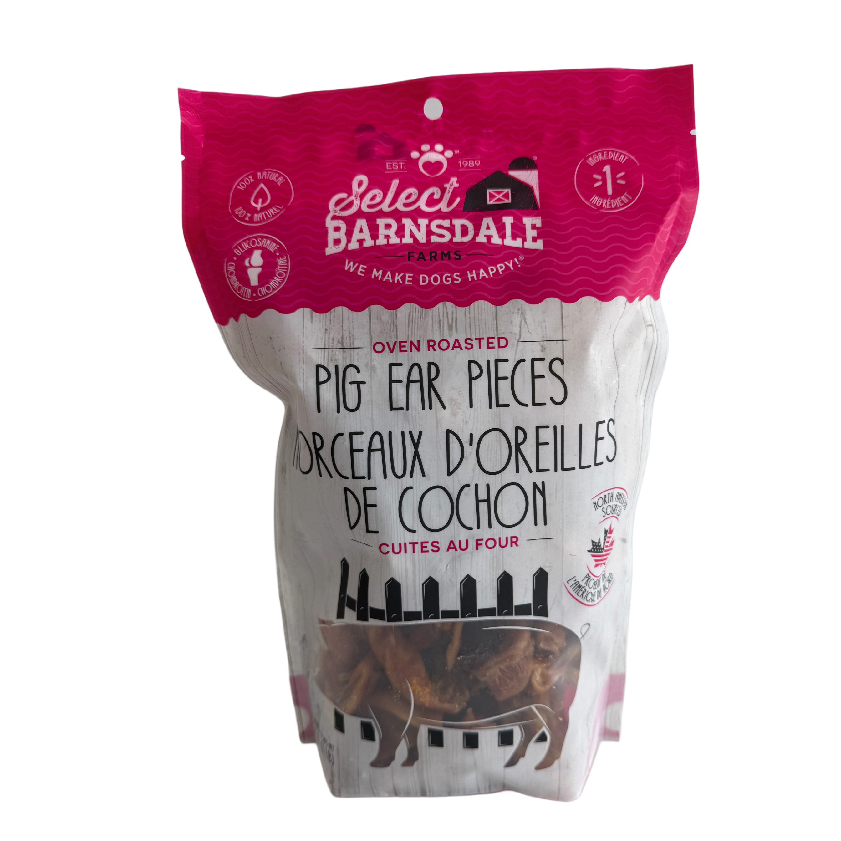 Barnsdale Farms Maplewood Smoked Pig Ears Pieces Dog Treats, 454 gr., Made in Canada