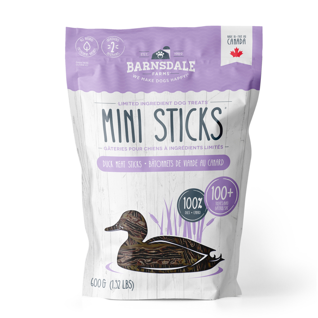 Barnsdale Farms Duck Jerky Mini Sticks Dog Treats, 600 gr., Made in Canada