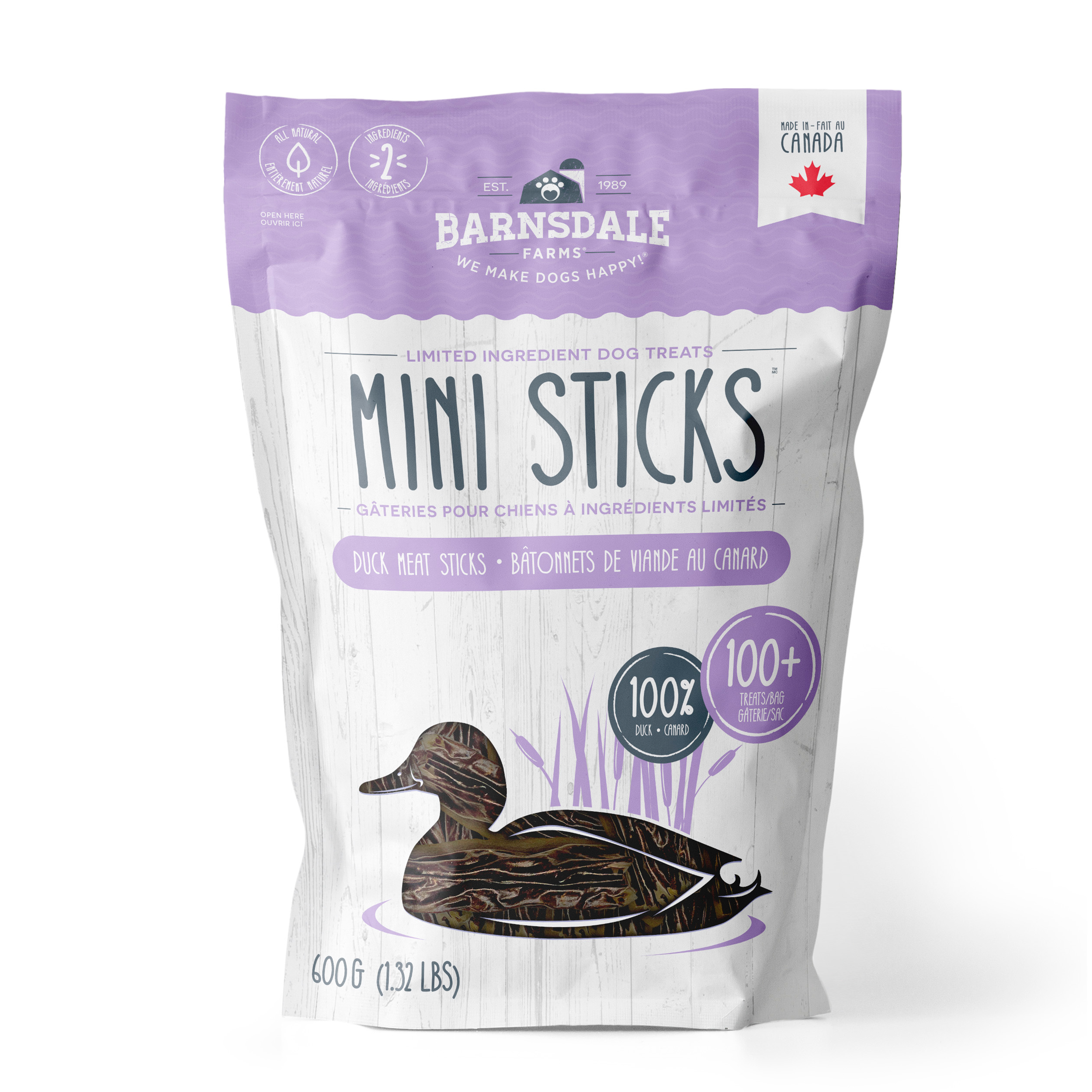 Barnsdale Farms Duck Jerky Mini Sticks Dog Treats, 600 gr., Made in Canada