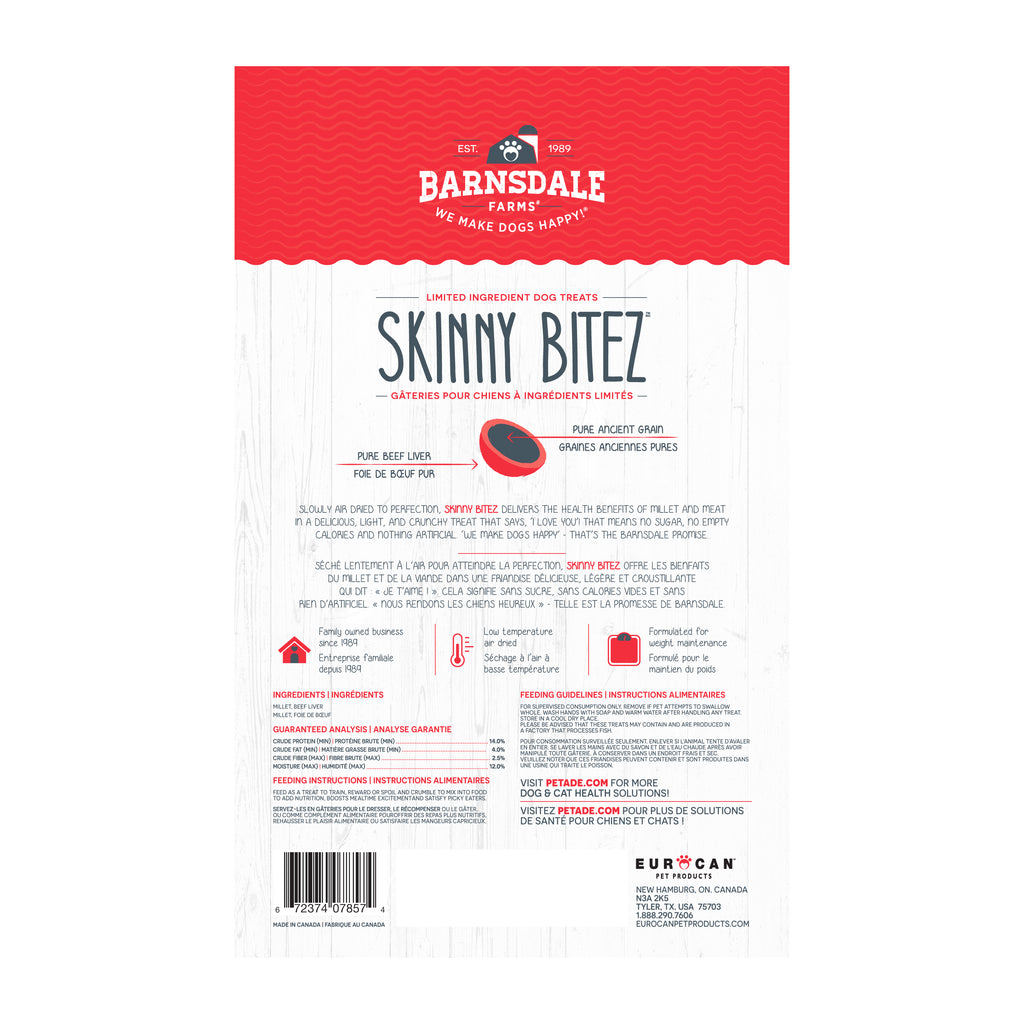 Barnsdale Farms Beef Skinny Bitez Dog Treats, 650 gr., Made in Canada