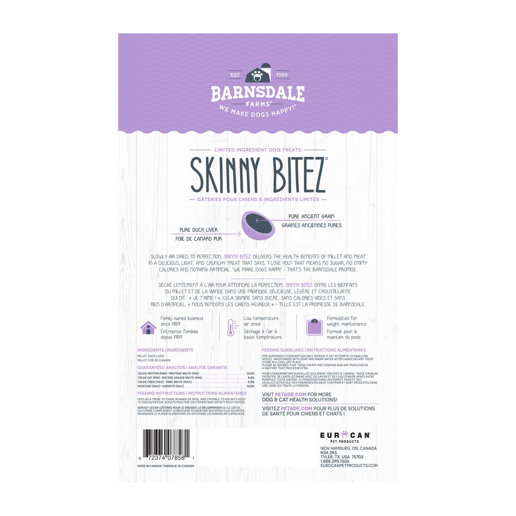 Barnsdale Farms Duck Skinny Bitez Dog Treats, 650 gr., Made in Canada