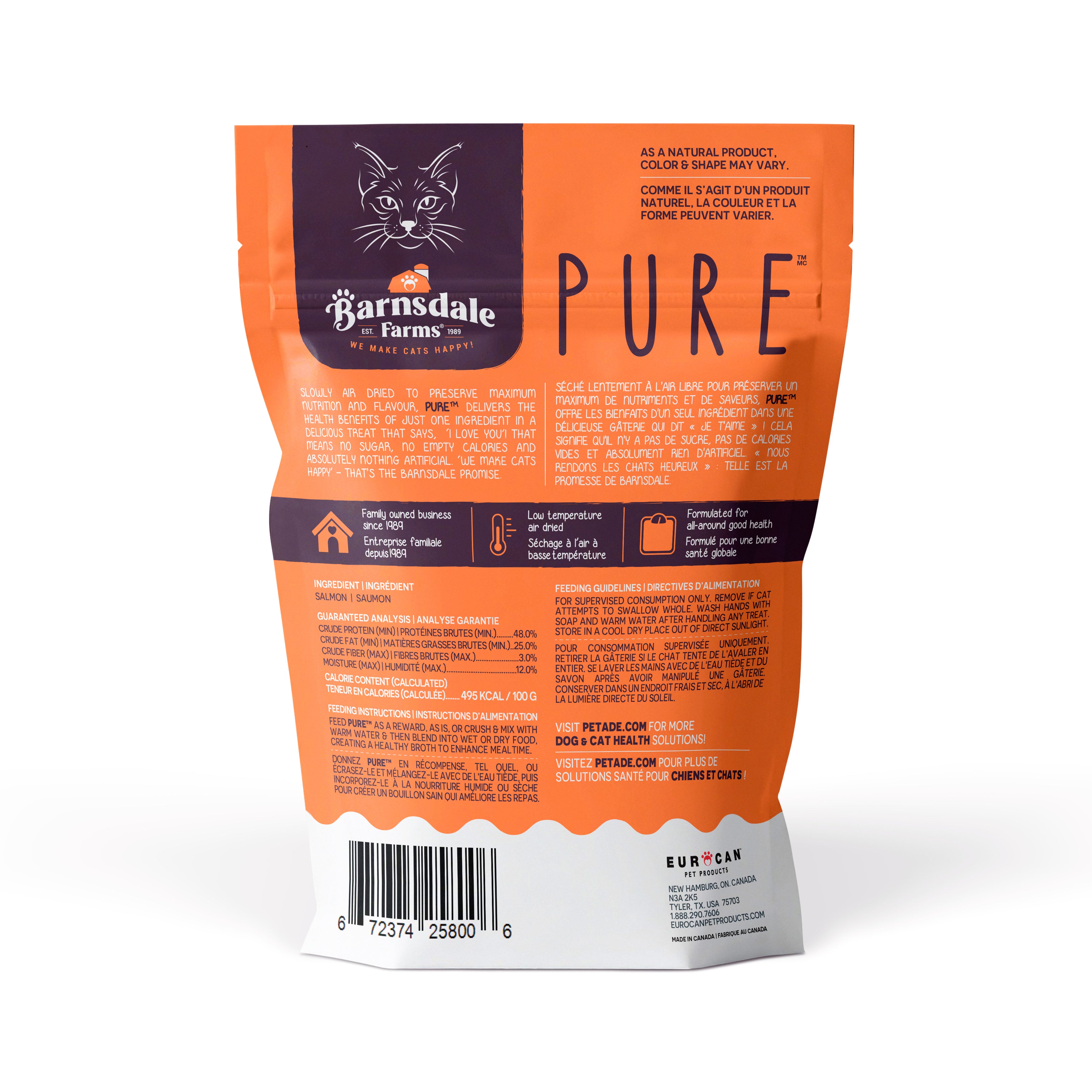 Barnsdale Farms Pure Air-Dried Salmon Cat Treats, 40 gr., Made in Canada