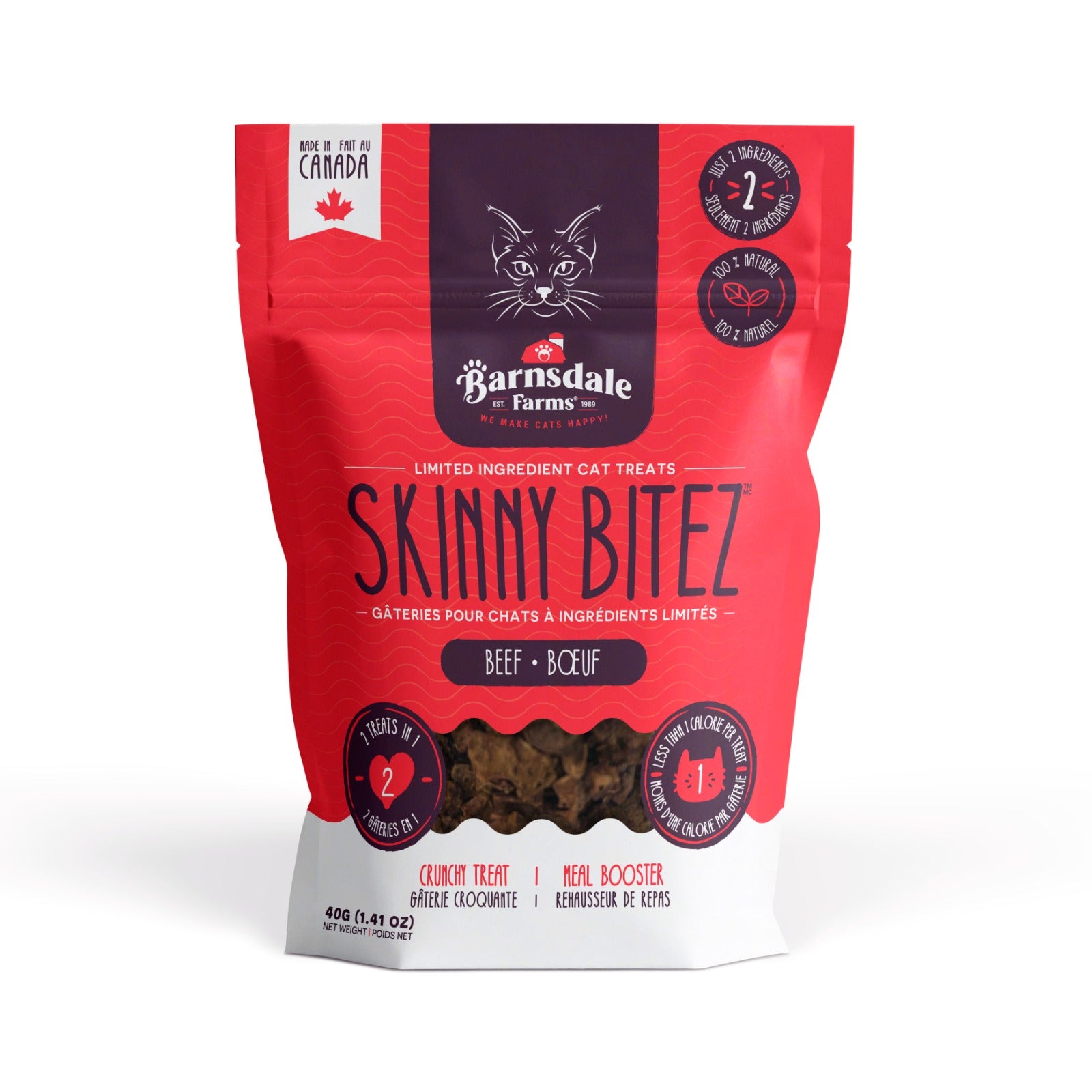 Barnsdale Farms Beef Skinny Bitez Cat Treats, 40 gr., Made in Canada